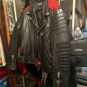 Diesel Black Gold Leather Bomber Jacket